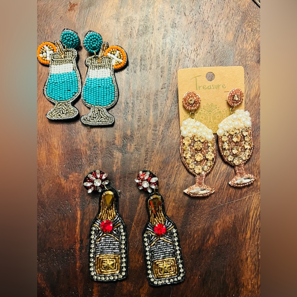 Beaded Cocktail Earrings Set - Multicolor